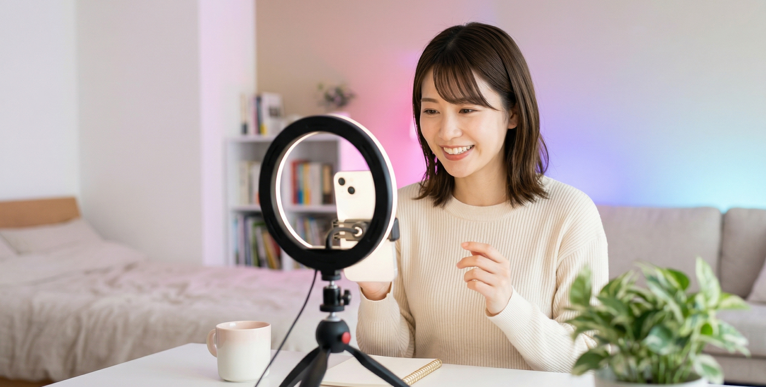 TikTokライブで配信するイメージ